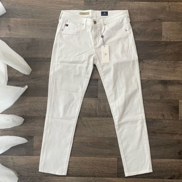 AG Adriano Goldschmied Stilt Crop Pants White Soft to Touch Mid Rise Pants - Picture 5 of 12